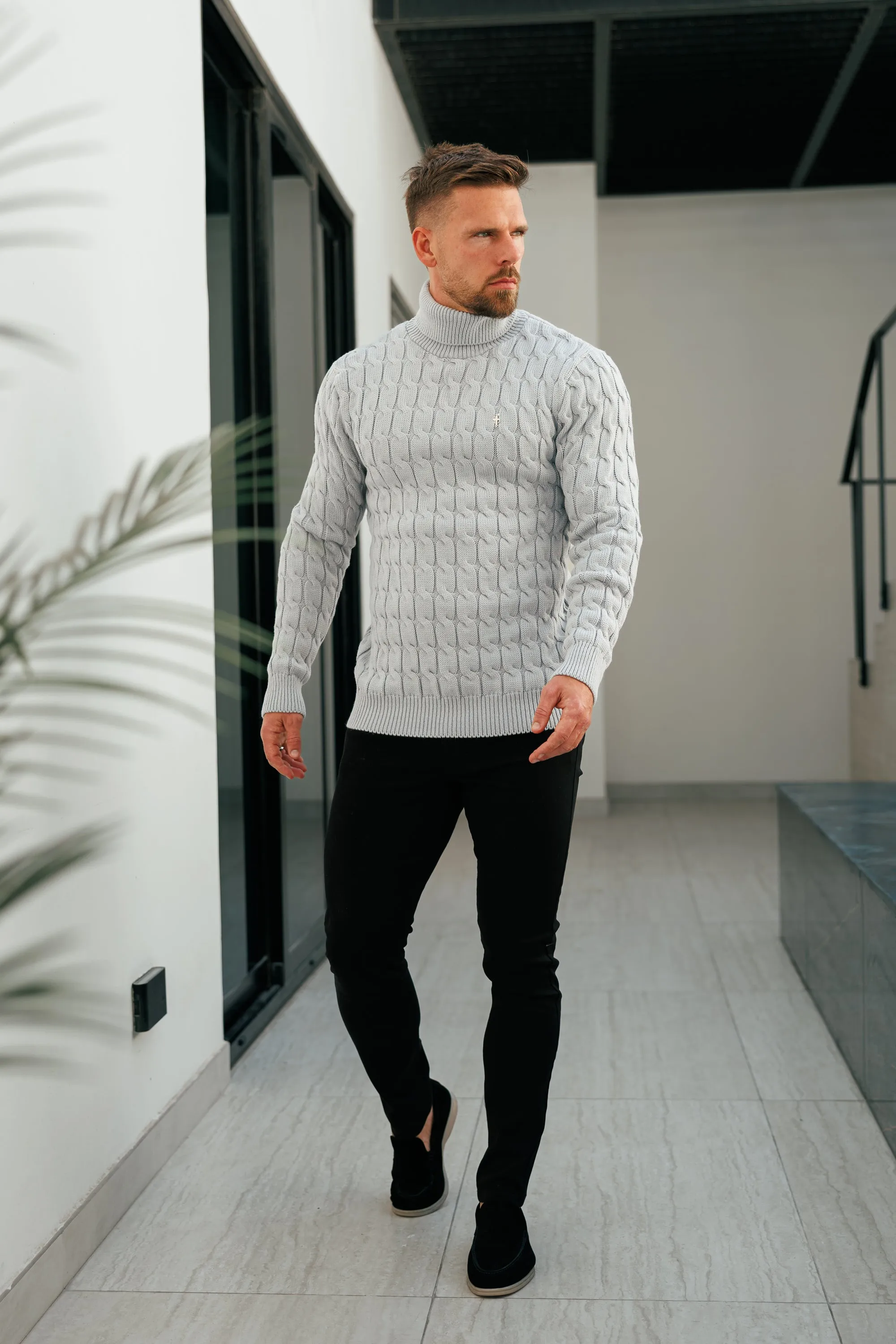 Father Sons Link Weave Knit Cop Grey Roll Neck Jumper - FSJ104 sold by Father Sons product image thumbnail 3