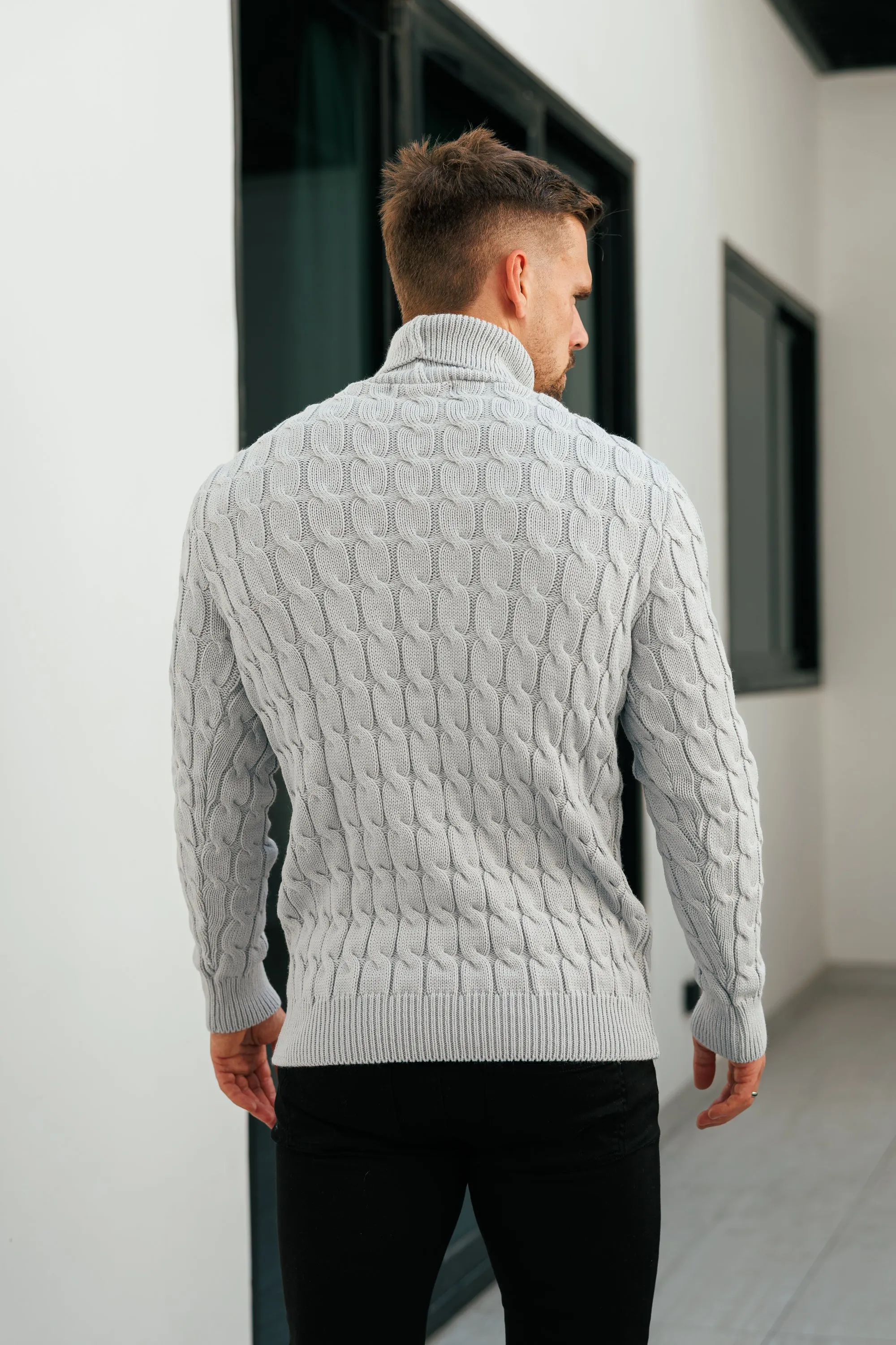 Father Sons Link Weave Knit Cop Grey Roll Neck Jumper - FSJ104 sold by Father Sons product image thumbnail 4