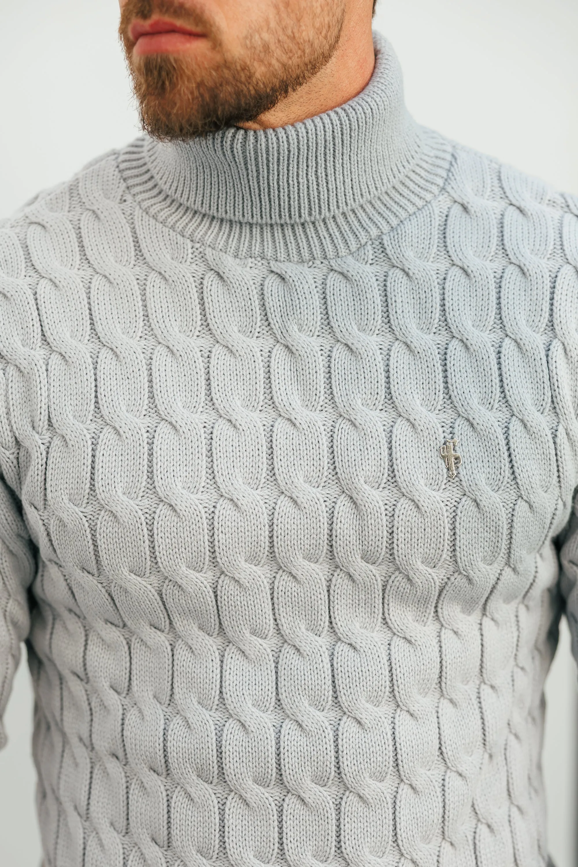 Father Sons Link Weave Knit Cop Grey Roll Neck Jumper - FSJ104 sold by Father Sons product image thumbnail 5