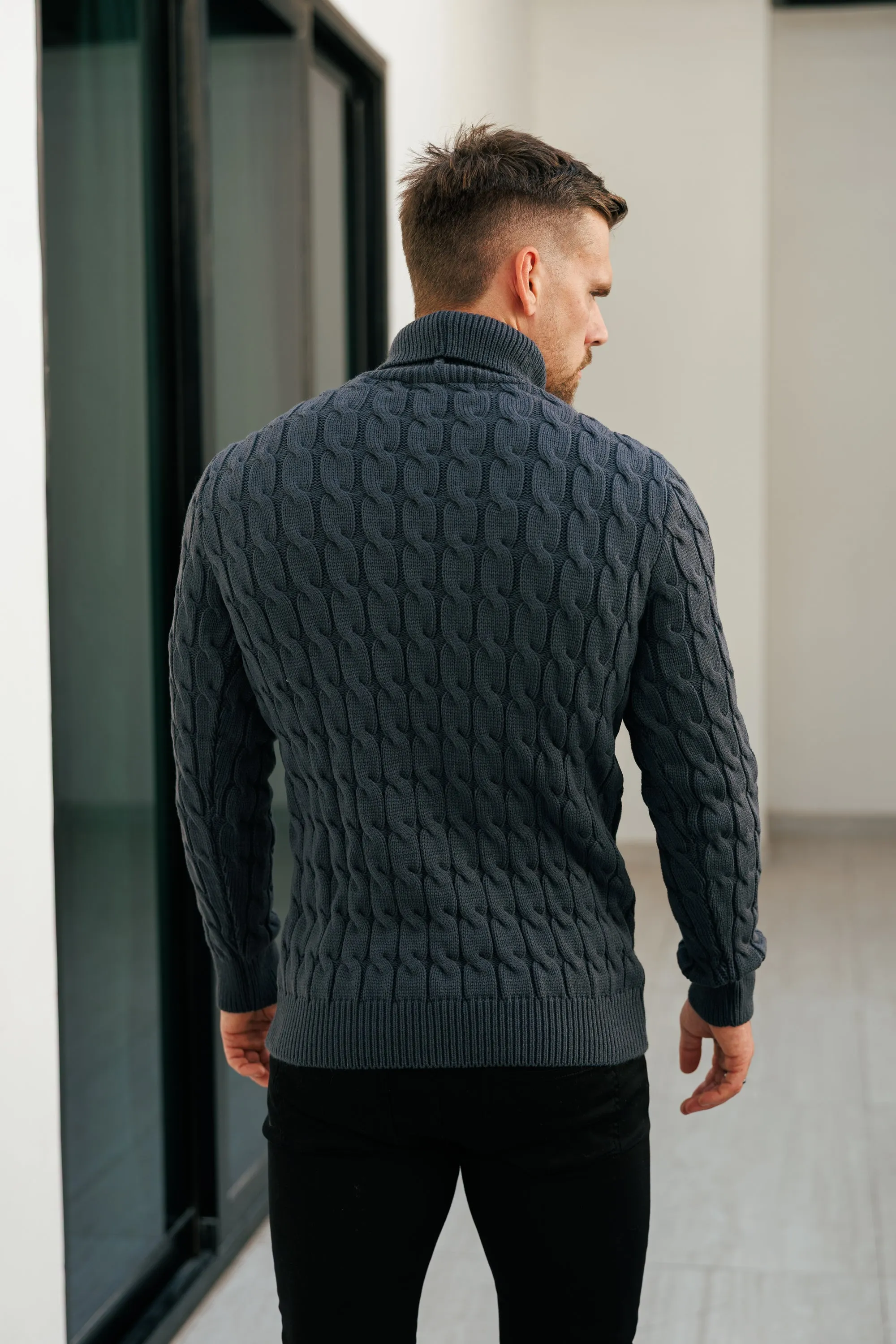 Father Sons Link Weave Knit Charcoal Roll Neck Jumper - FSJ105 sold by Father Sons product image thumbnail 5