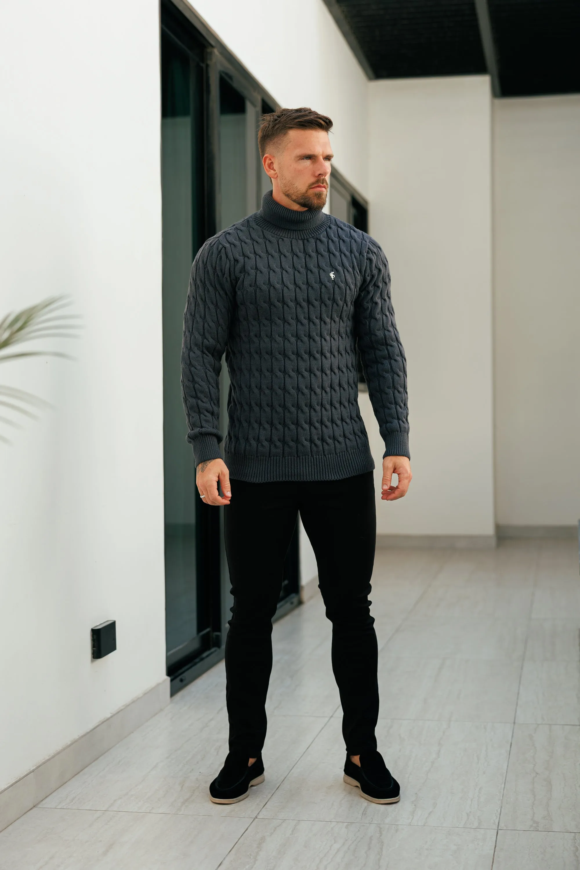 Father Sons Link Weave Knit Charcoal Roll Neck Jumper - FSJ105 sold by Father Sons product image thumbnail 4