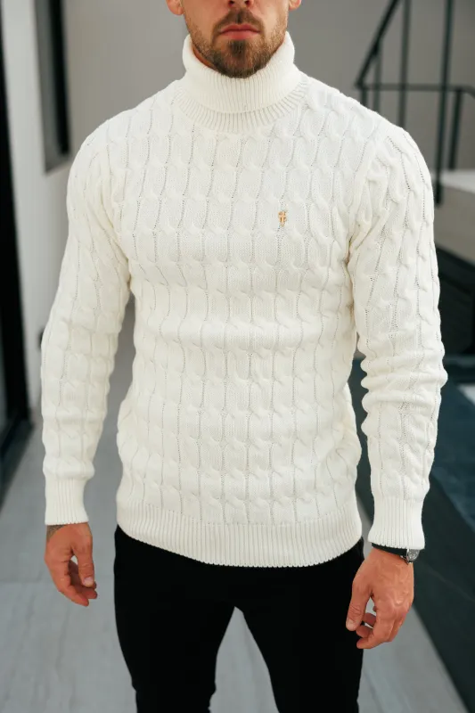 Father Sons Link Weave Knit Cream Roll Neck Jumper - FSJ102 sold by Father Sons