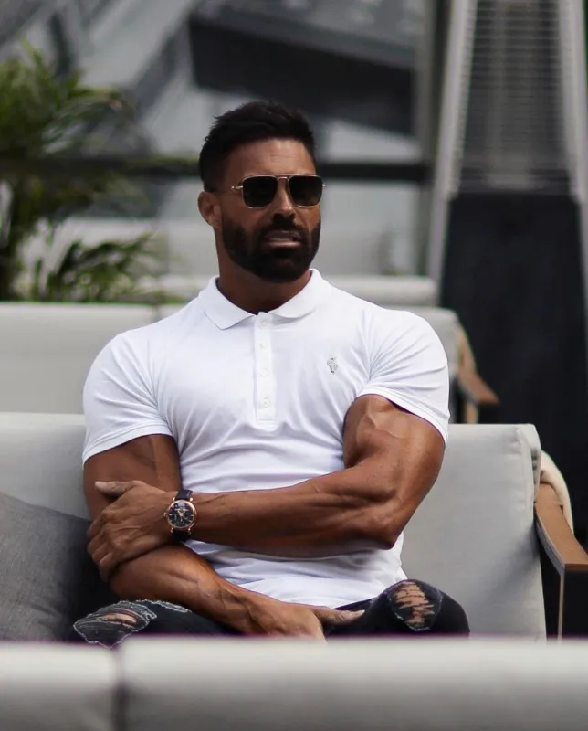 White / Silver Polo Shirt - FSH1404 sold by Father Sons