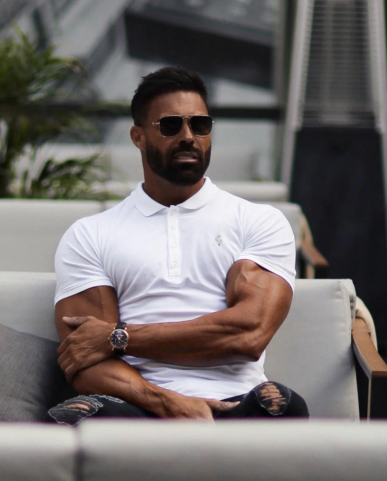 White / Silver Polo Shirt - FSH1404 sold by Father Sons