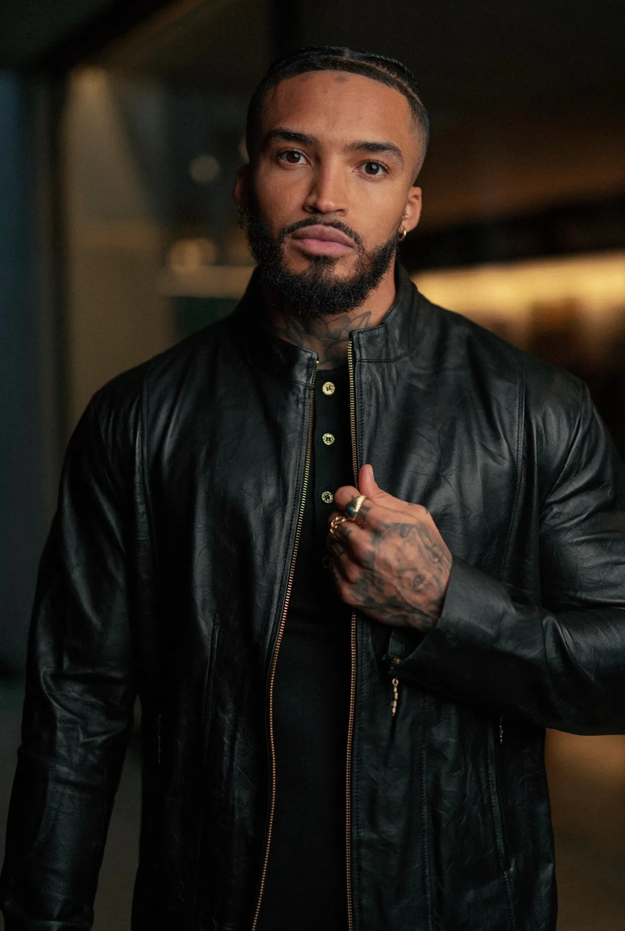 Father Sons Black Lambs Leather Jacket With Gold Zips - FSH610 sold by Father Sons product image thumbnail 2