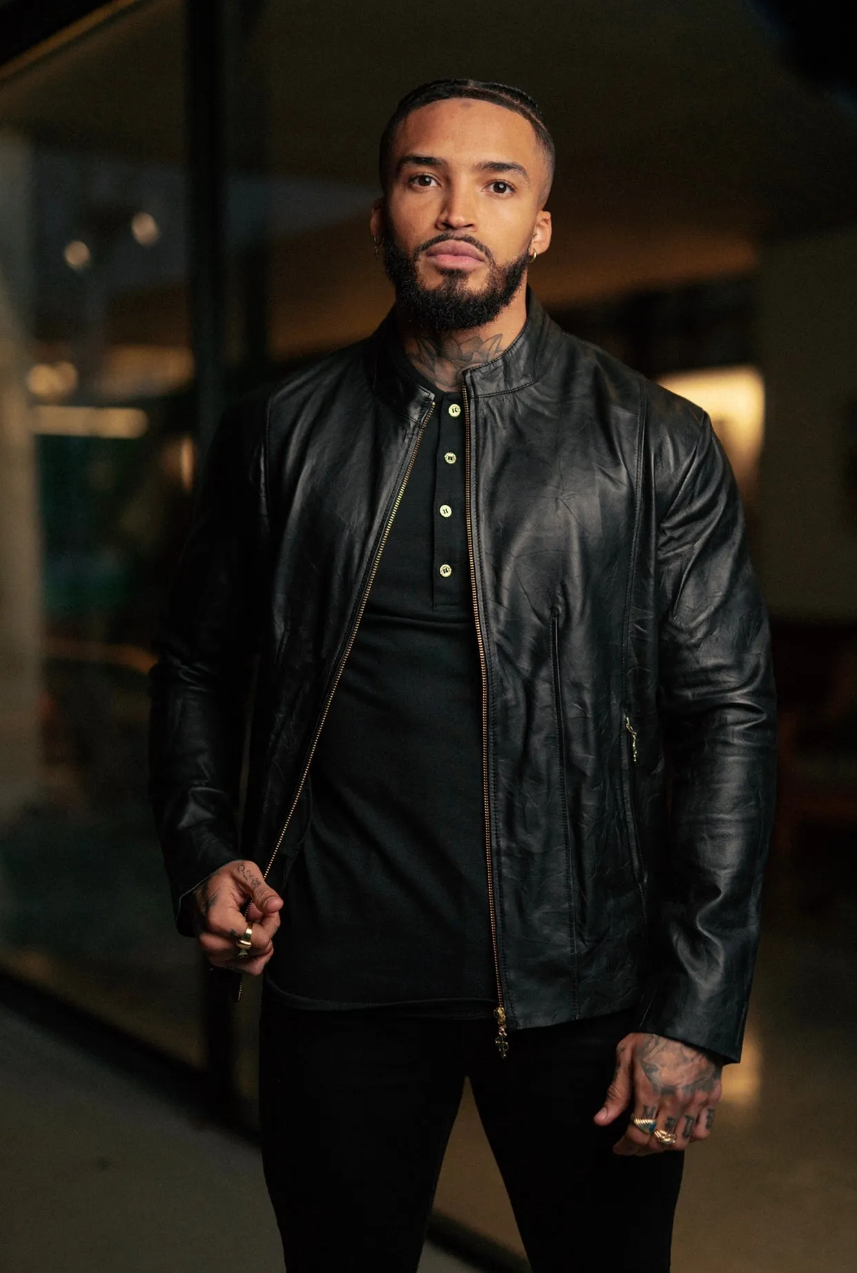 Father Sons Black Lambs Leather Jacket With Gold Zips - FSH610 sold by Father Sons product image thumbnail 4