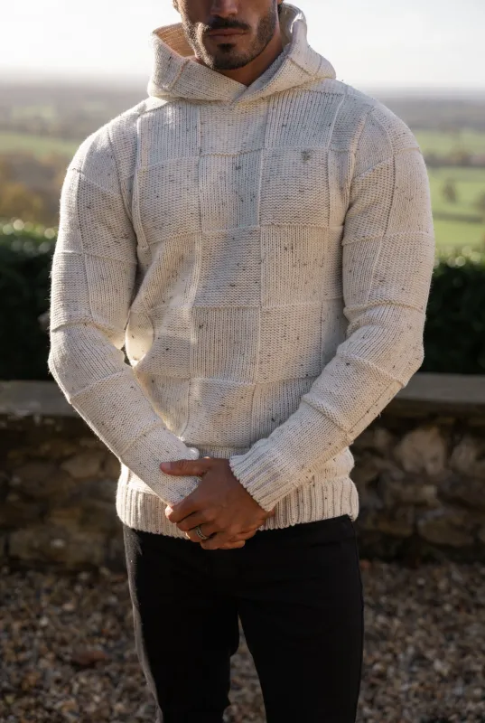 Father Sons Beige Fleck Checkerboard Knitted Hoodie - FSJ133 sold by Father Sons