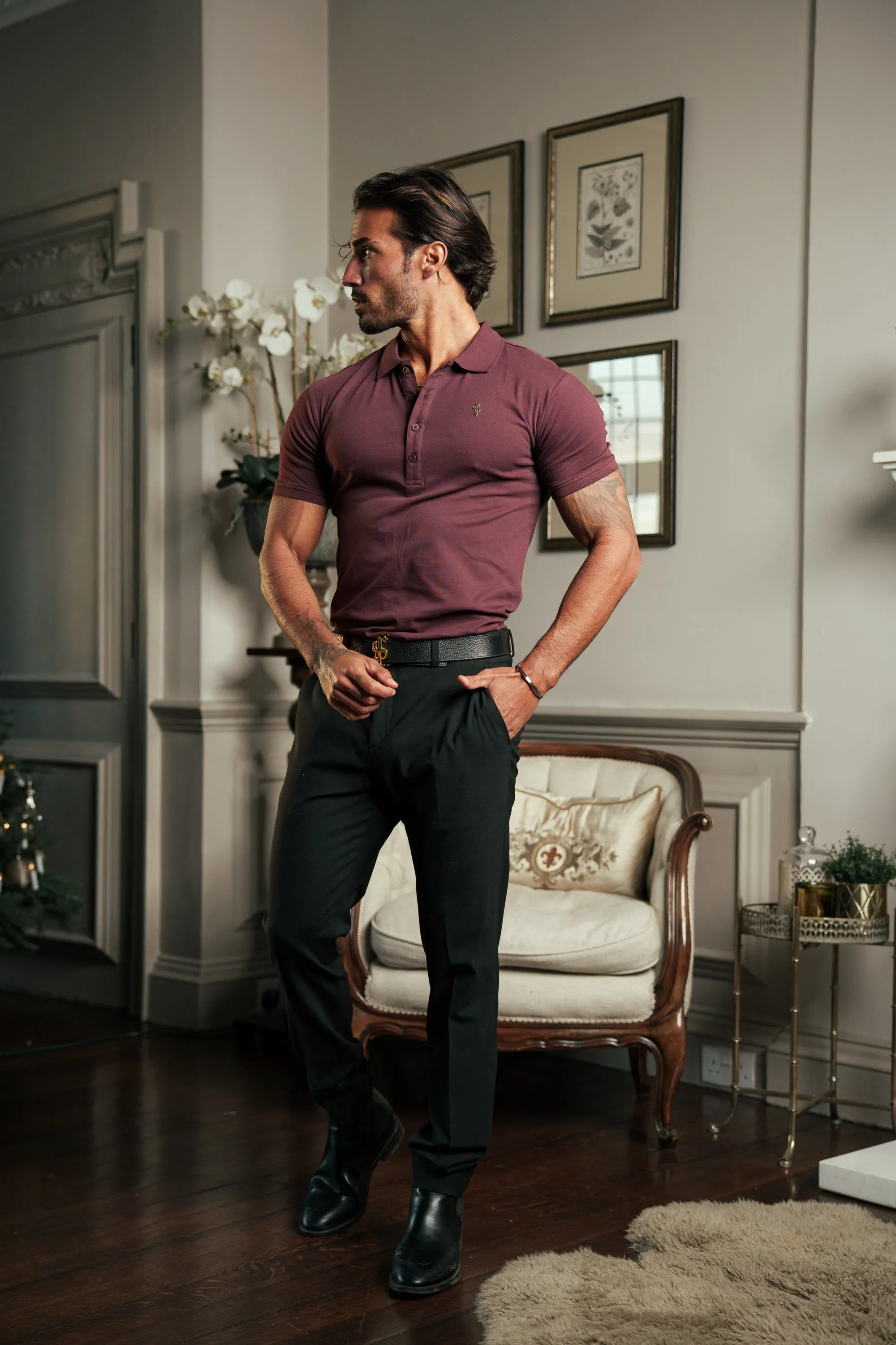 Burgundy / Gold Polo Shirt - FSH1407 sold by Father Sons product image thumbnail 4