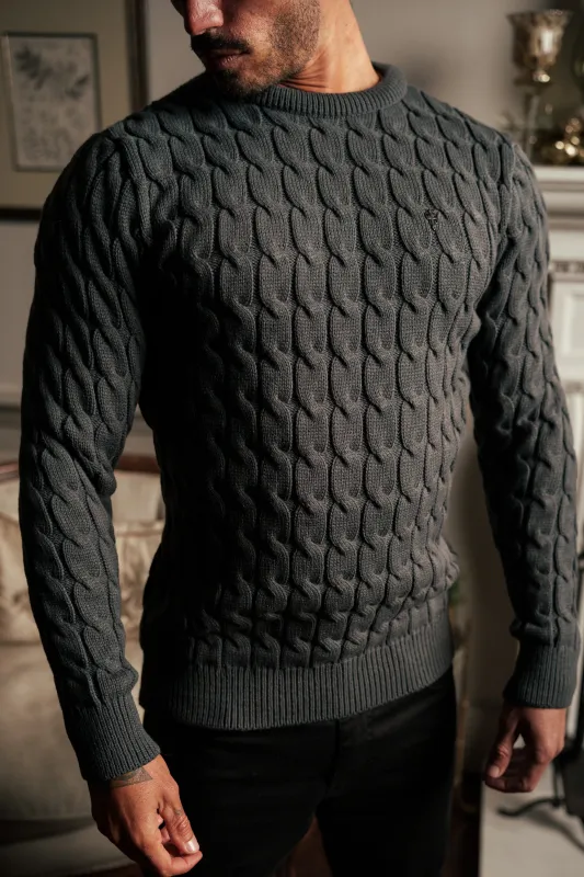 Father Sons Link Weave Knit Gunpowder Crew Neck Jumper - FSJ130 sold by Father Sons