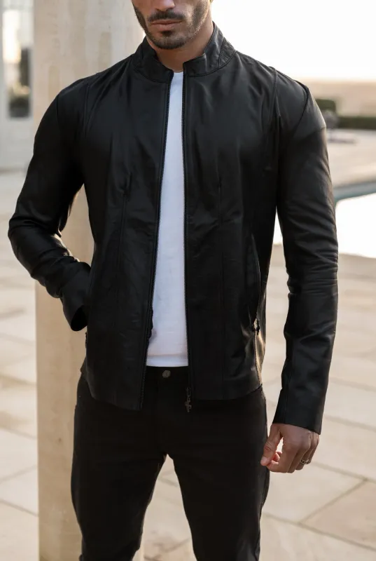 Father Sons Black Lambs Leather Jacket - FSH1424 sold by Father Sons