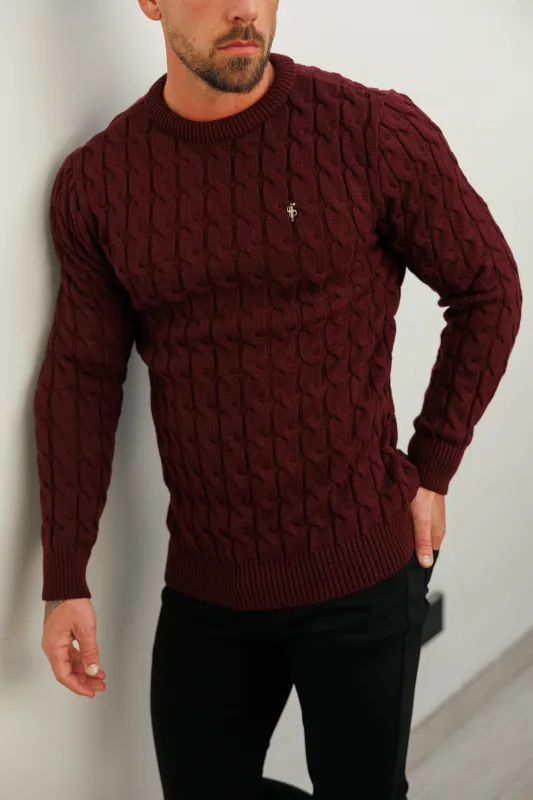 Father Sons Link Weave Knit Wine Crew Neck Jumper - FSJ131 sold by Father Sons