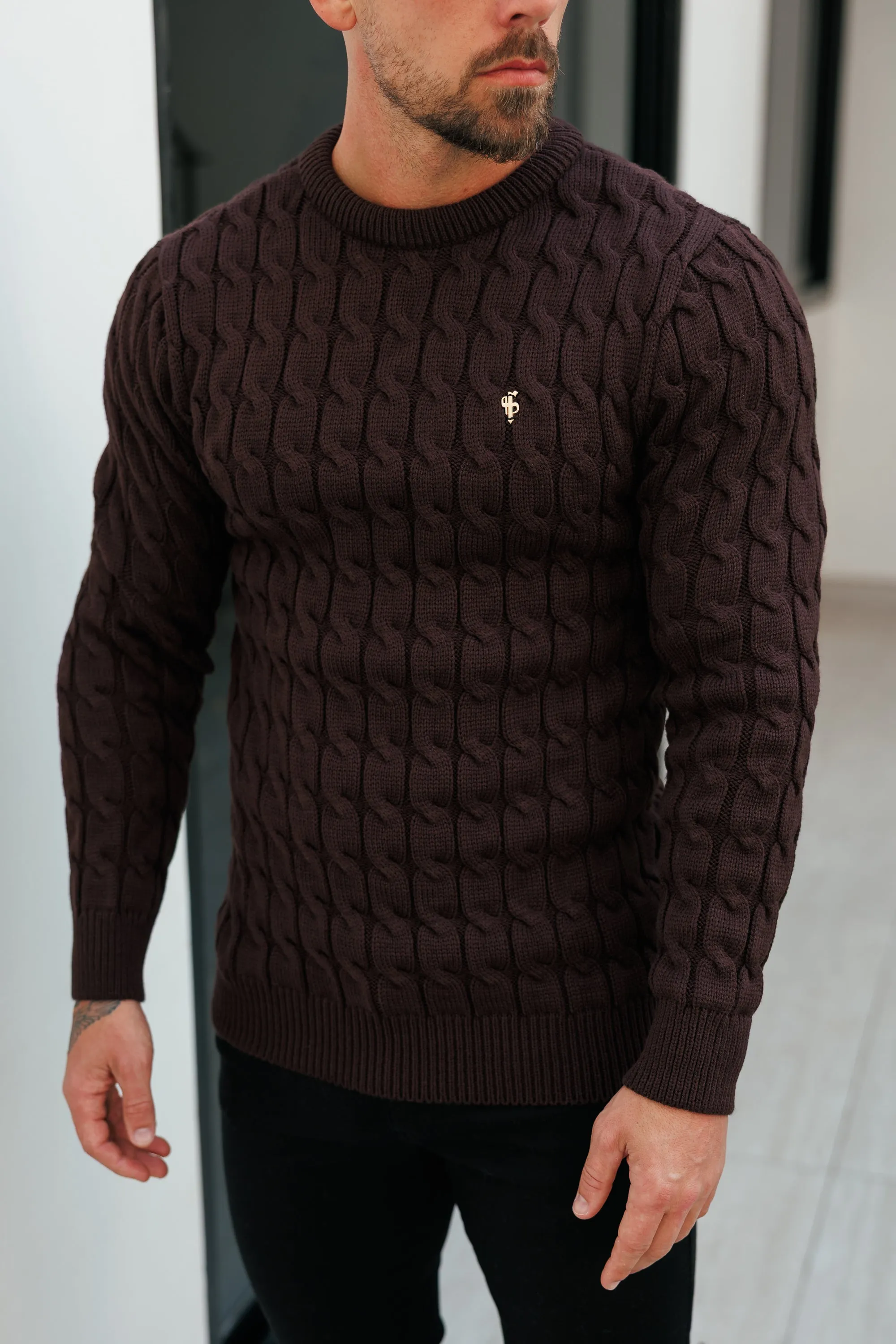 Father Sons Link Weave Knit Brown Crew Neck Jumper - FSJ141 sold by Father Sons product image thumbnail 4