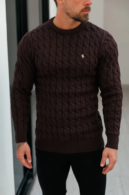 Father Sons Link Weave Knit Brown Crew Neck Jumper - FSJ141 sold by Father Sons
