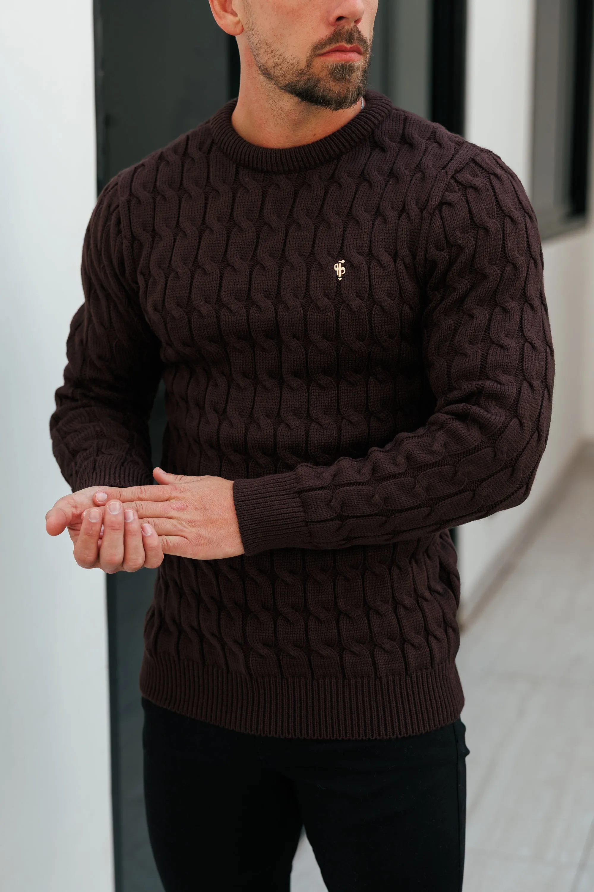 Father Sons Link Weave Knit Brown Crew Neck Jumper - FSJ141 sold by Father Sons product image thumbnail 2