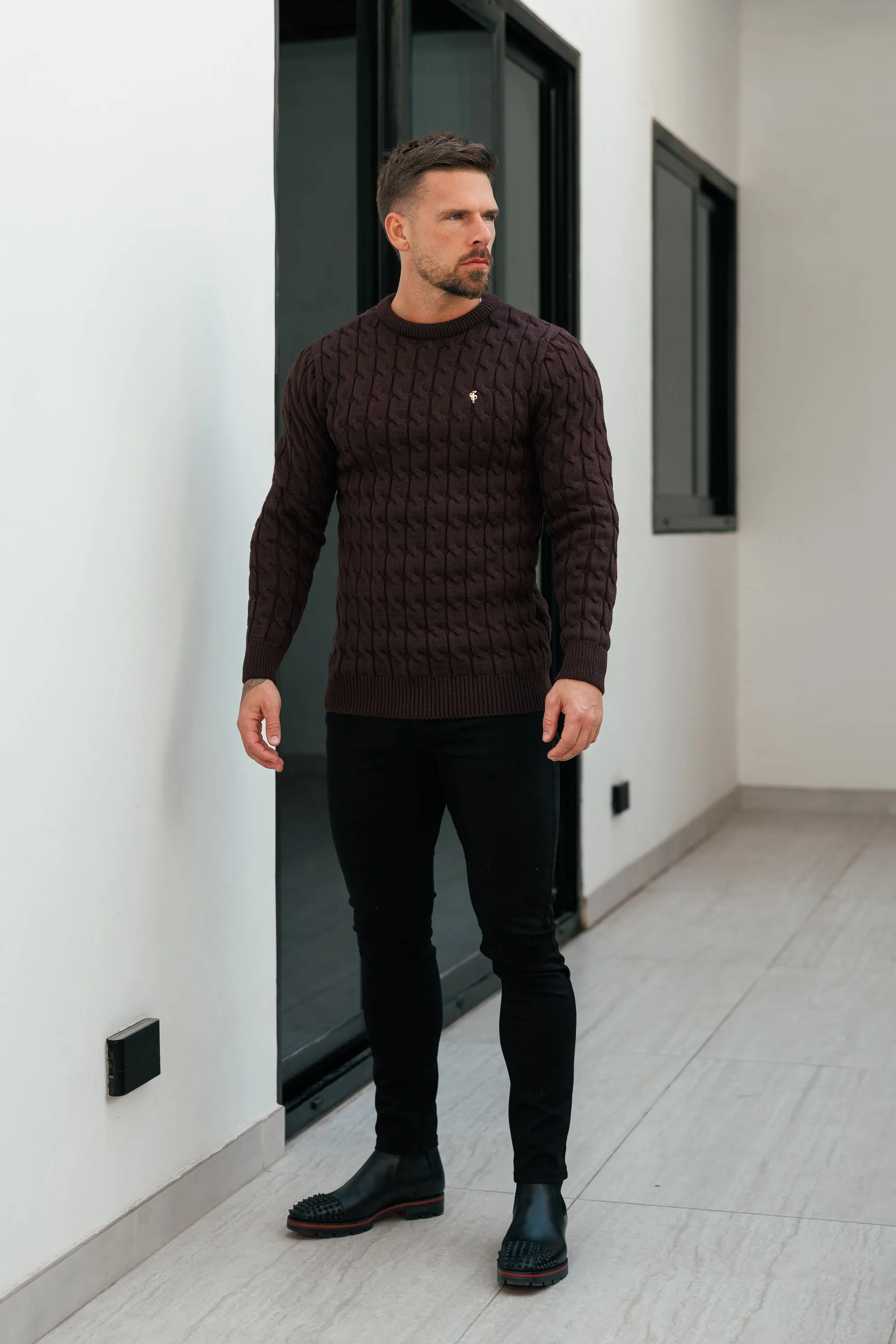 Father Sons Link Weave Knit Brown Crew Neck Jumper - FSJ141 sold by Father Sons product image thumbnail 5