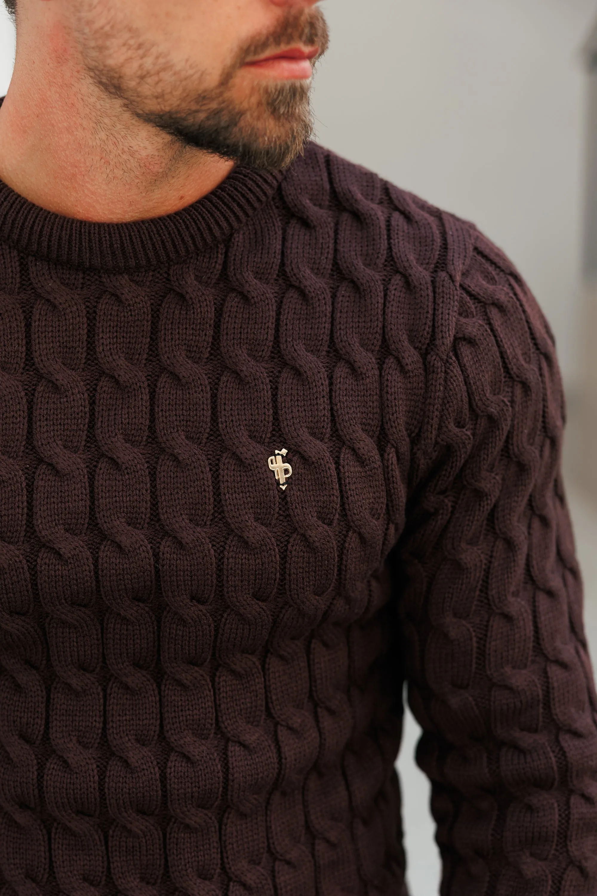 Father Sons Link Weave Knit Brown Crew Neck Jumper - FSJ141 sold by Father Sons product image thumbnail 3