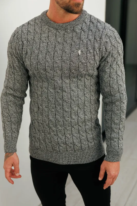 Father Sons Link Weave Knit Black/ White Two Tone Crew Neck Jumper - FSJ132 sold by Father Sons