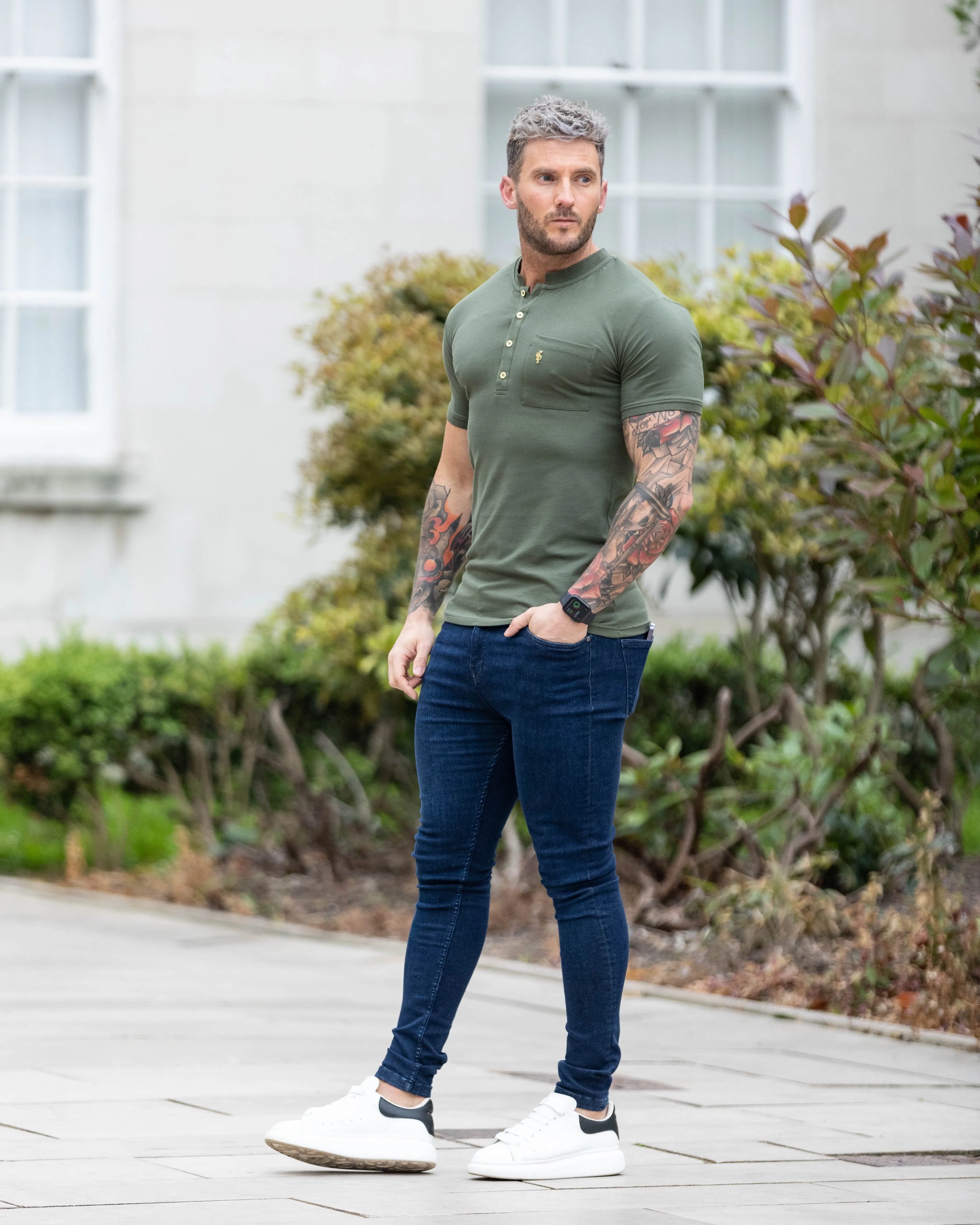 Classic Khaki and Gold Grandad Polo Shirt With Pocket - FSH829 sold by Father Sons product image thumbnail 3