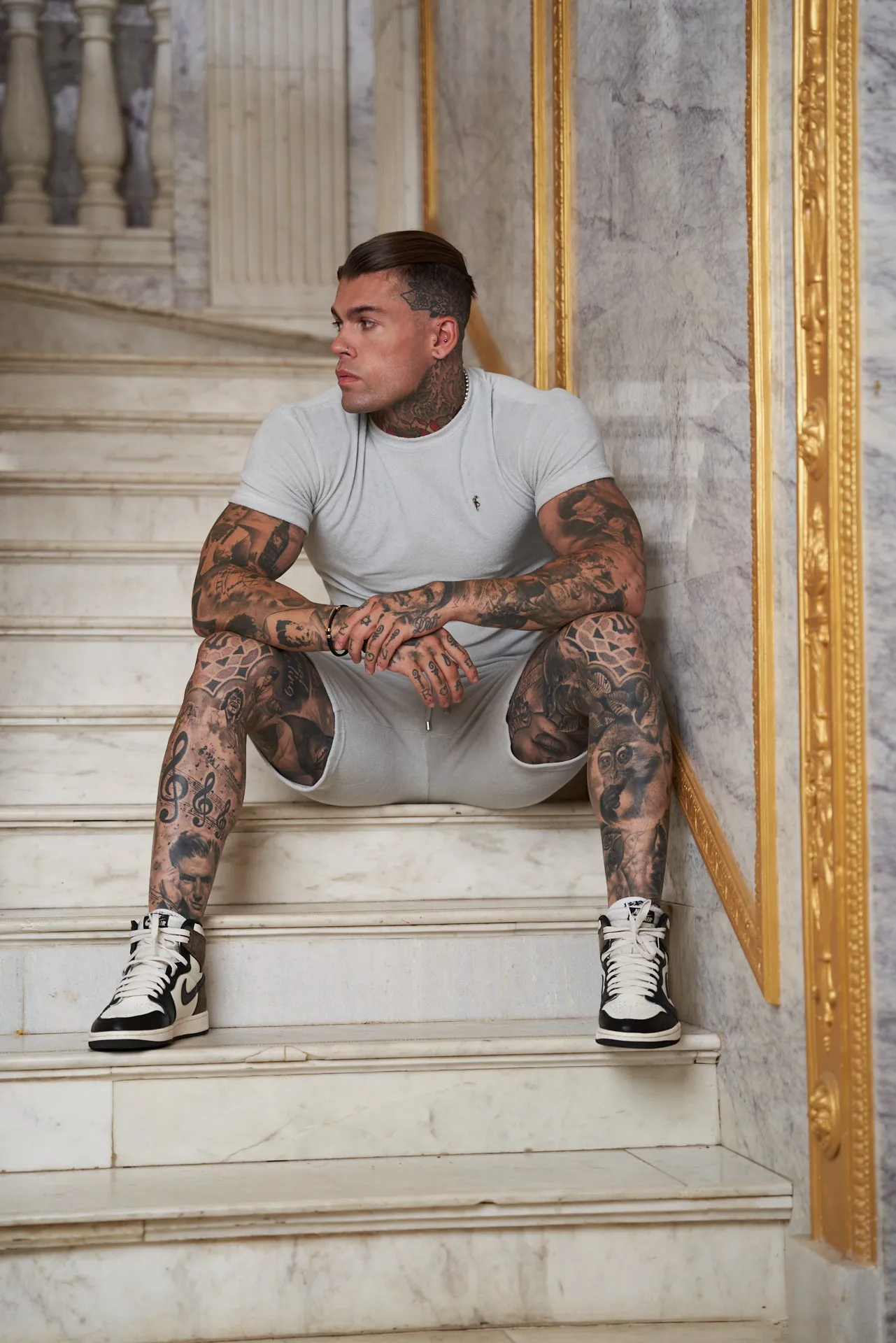 Light Grey Towelling Crew T Shirt - FSH658 sold by Father Sons product image thumbnail 3