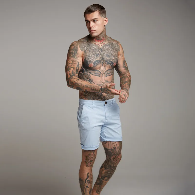 Slim Fit Light Blue Chino Shorts - FSH147 made by Father Sons