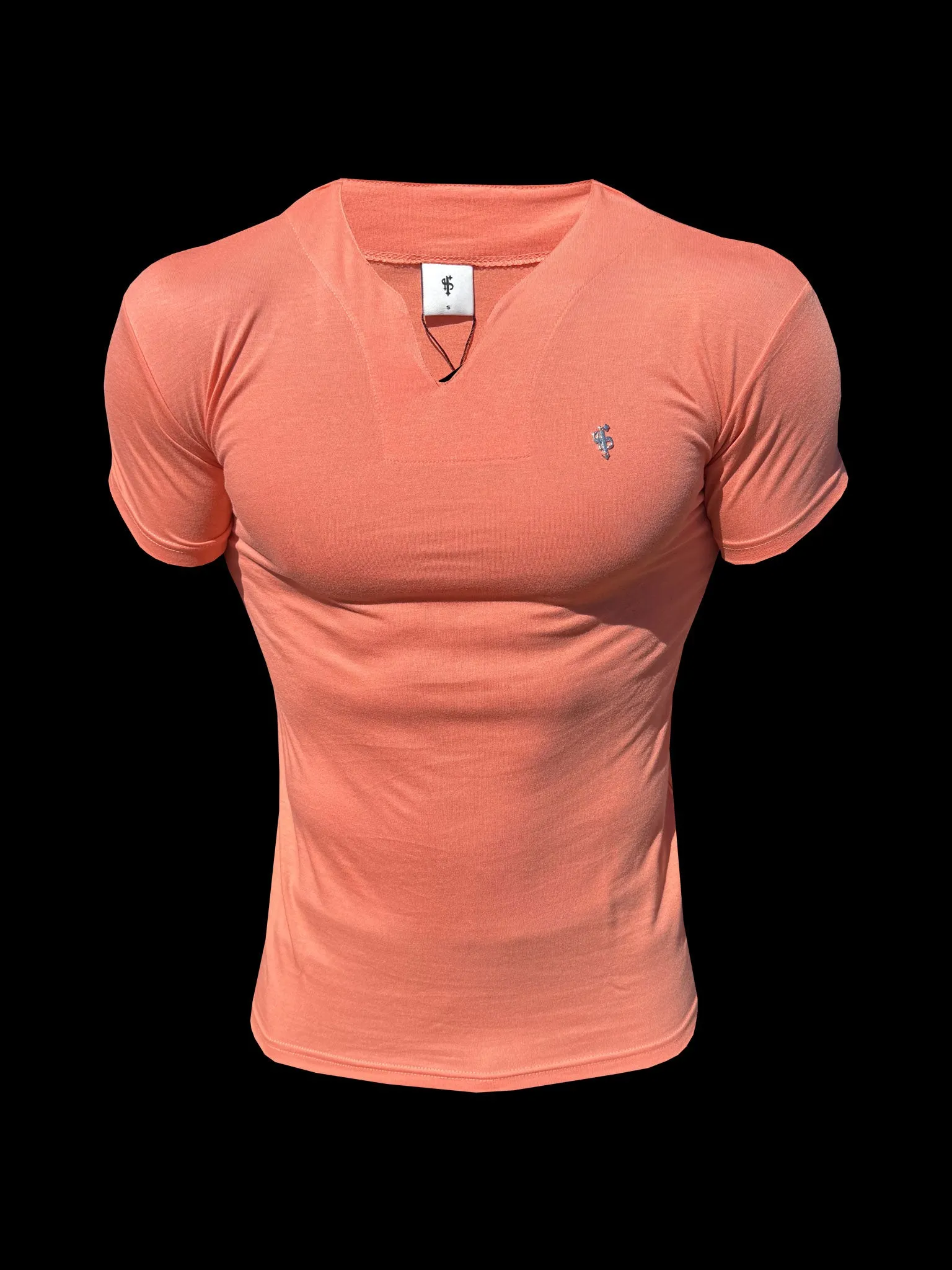 Advanced V Neck Bamboo Crew Short Sleeve Salmon - FSH1469 sold by Father Sons