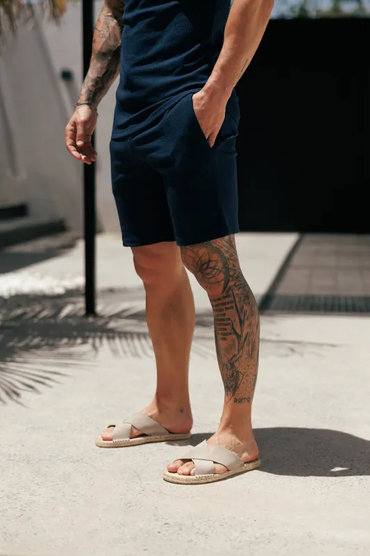 Jersey Cord Navy Shorts - FSR079 (PRE ORDER 30TH MAY) made by Father Sons