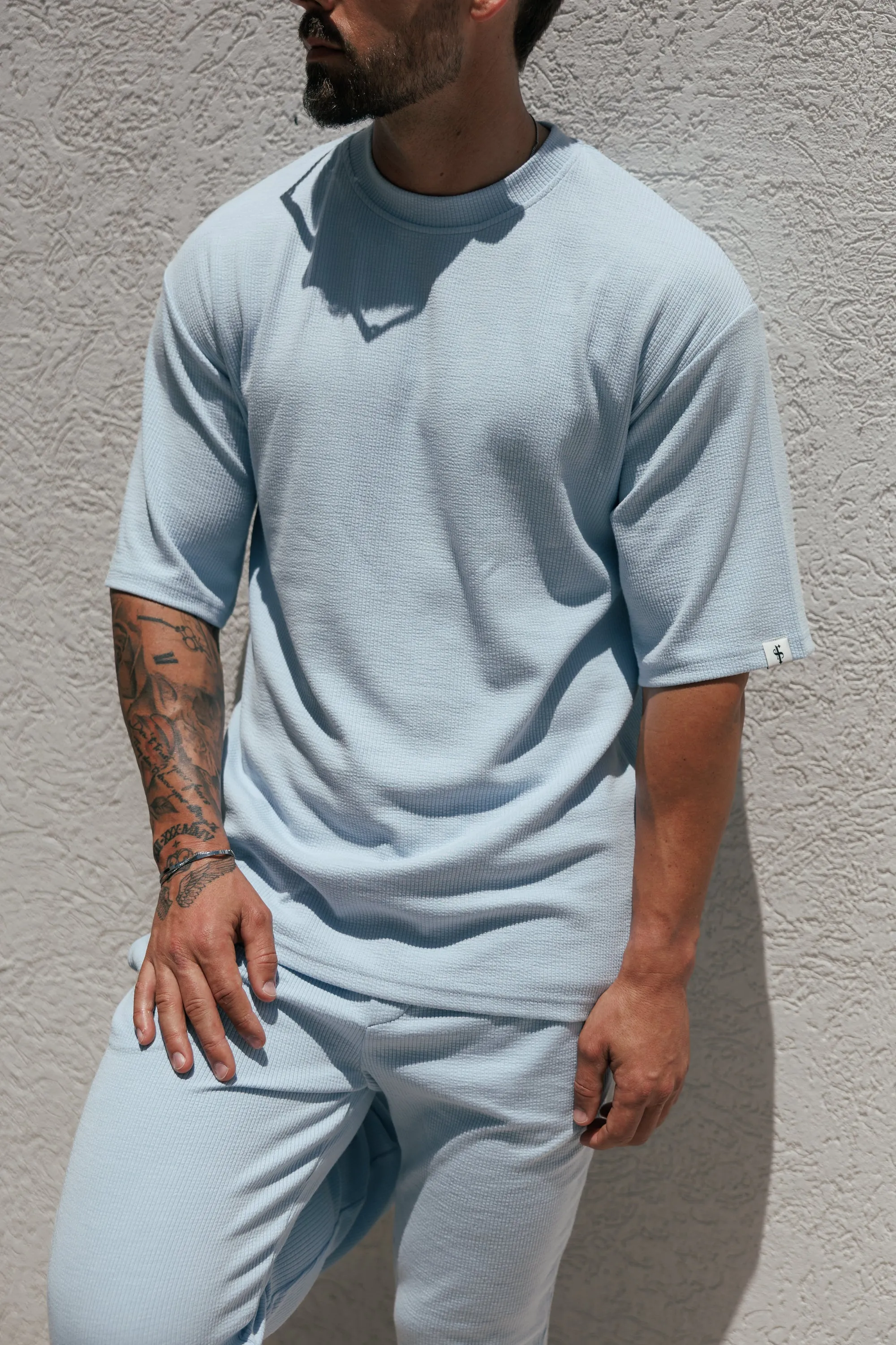 Jersey Cord Light Blue Oversized T-Shirt - FSR106 sold by Father Sons product image thumbnail 3