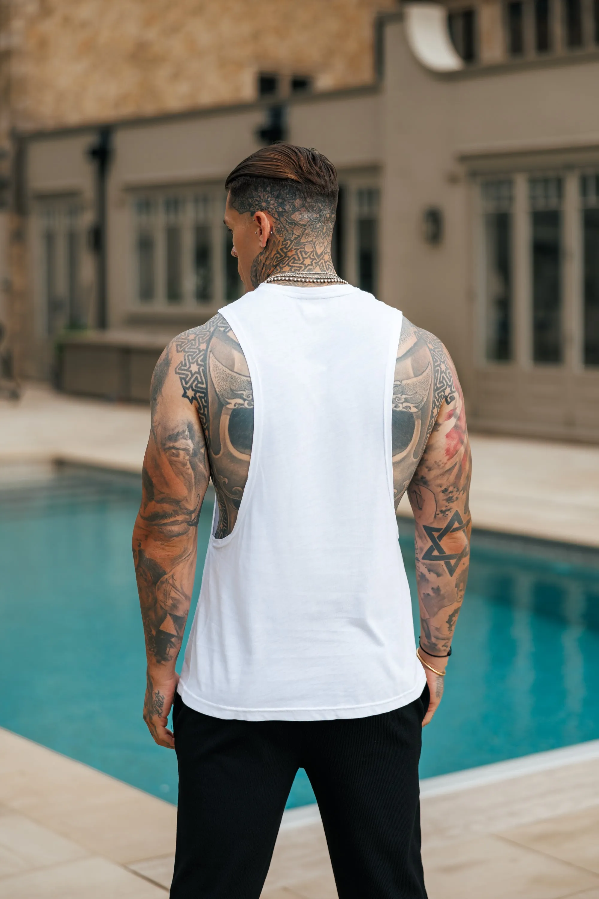 Bamboo Dropped Armhole White / Black Vest - FSH1487 sold by Father Sons product image thumbnail 3