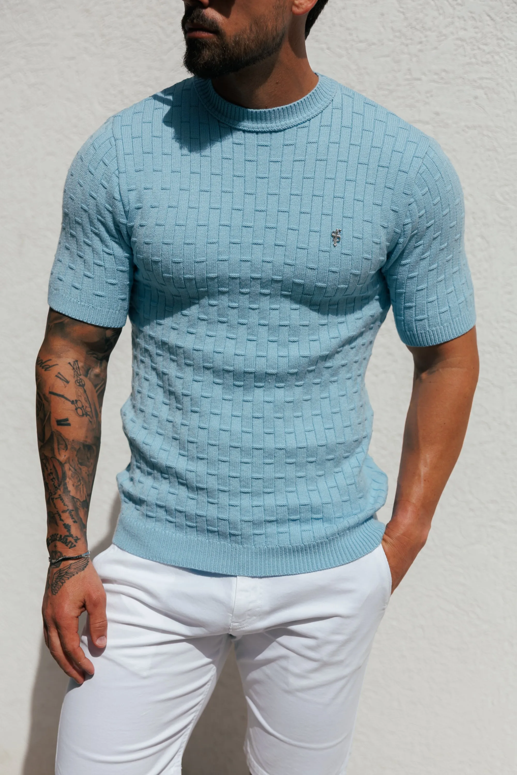 Grid Knitted SS T-shirt sold by Father Sons product image thumbnail 5
