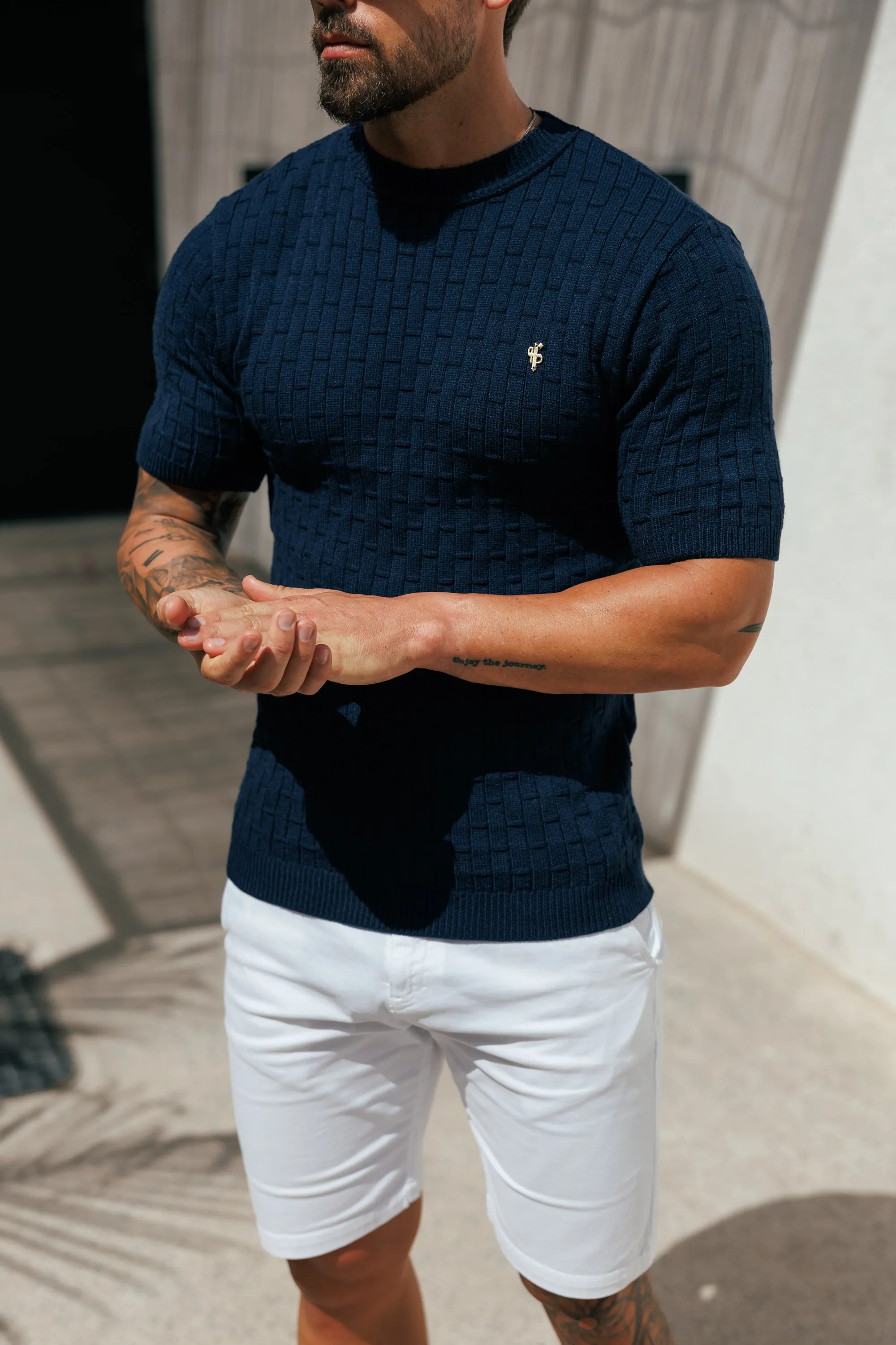 Grid Knitted SS T-shirt sold by Father Sons