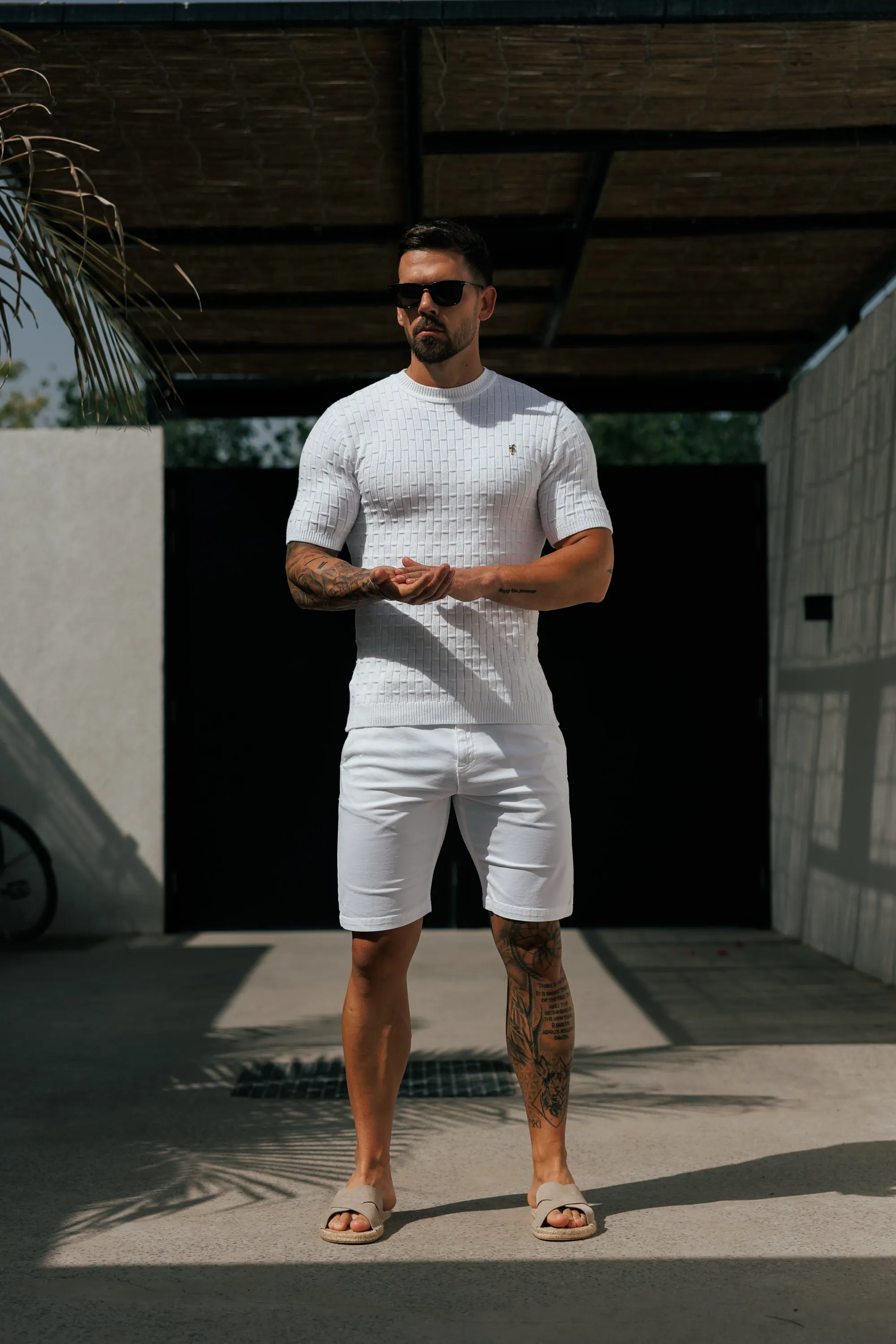 White Viscose Knitted Short Sleeve T-Shirt - FSJ160 sold by Father Sons product image thumbnail 2