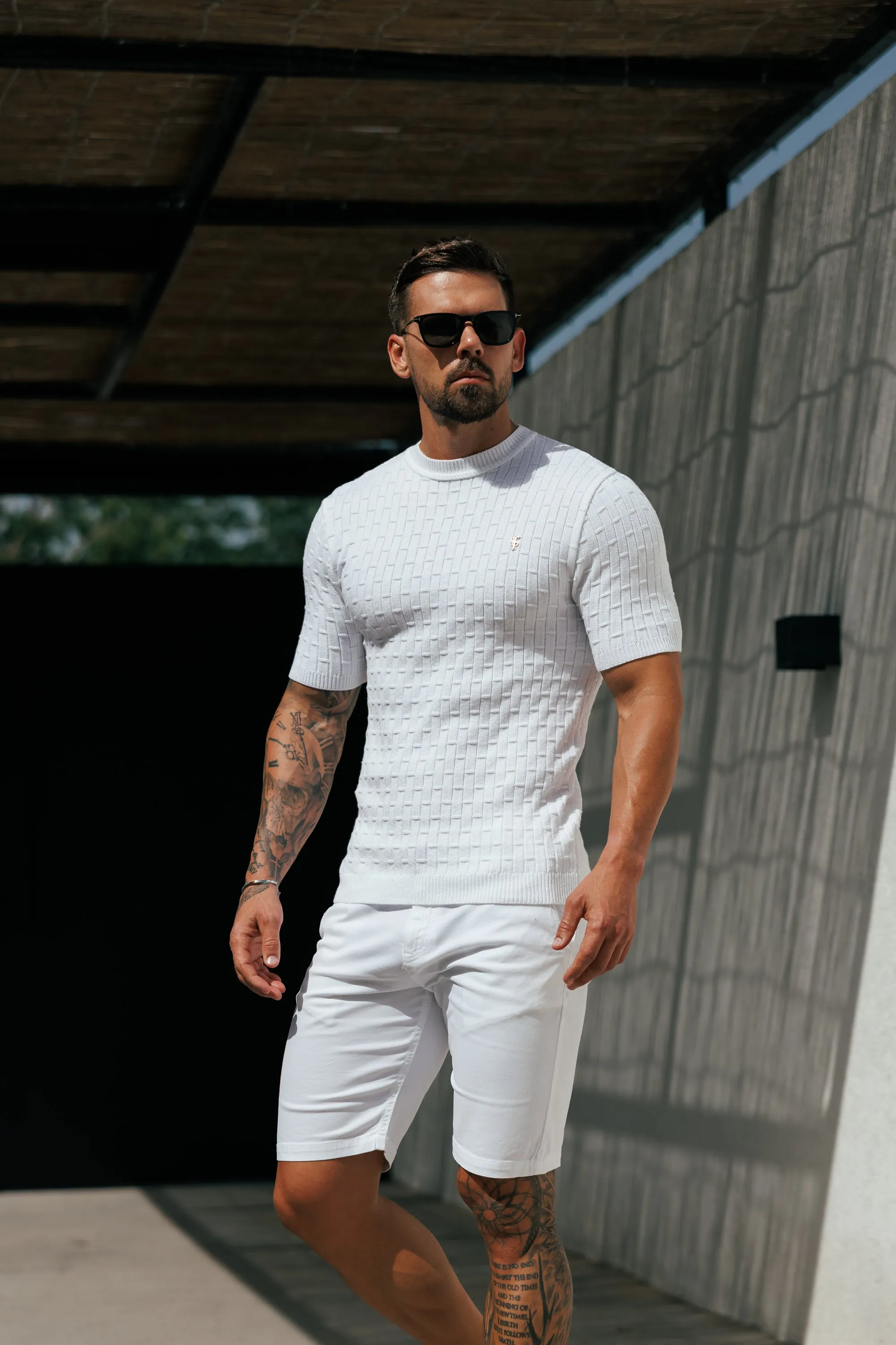 White Viscose Knitted Short Sleeve T-Shirt - FSJ160 sold by Father Sons product image thumbnail 5