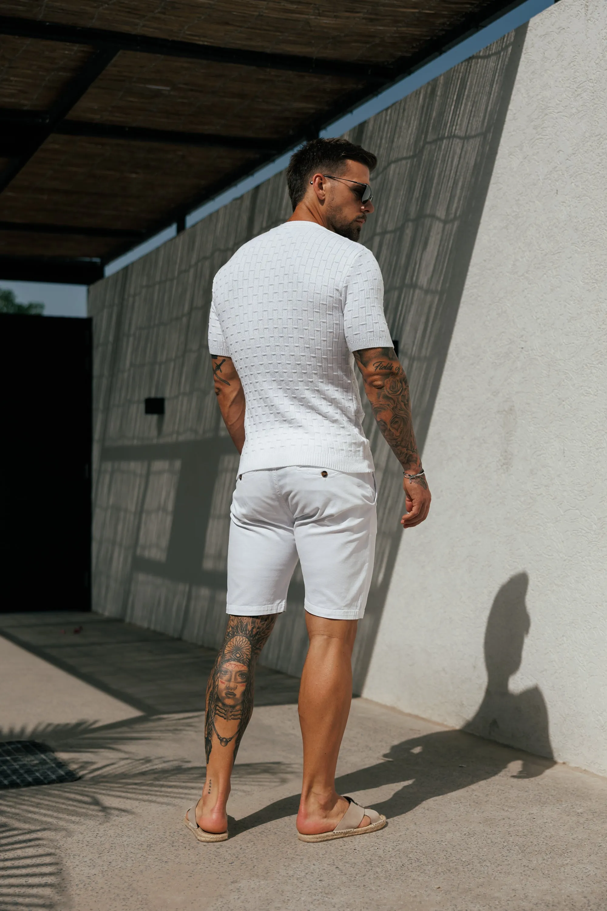 White Viscose Knitted Short Sleeve T-Shirt - FSJ160 sold by Father Sons product image thumbnail 4