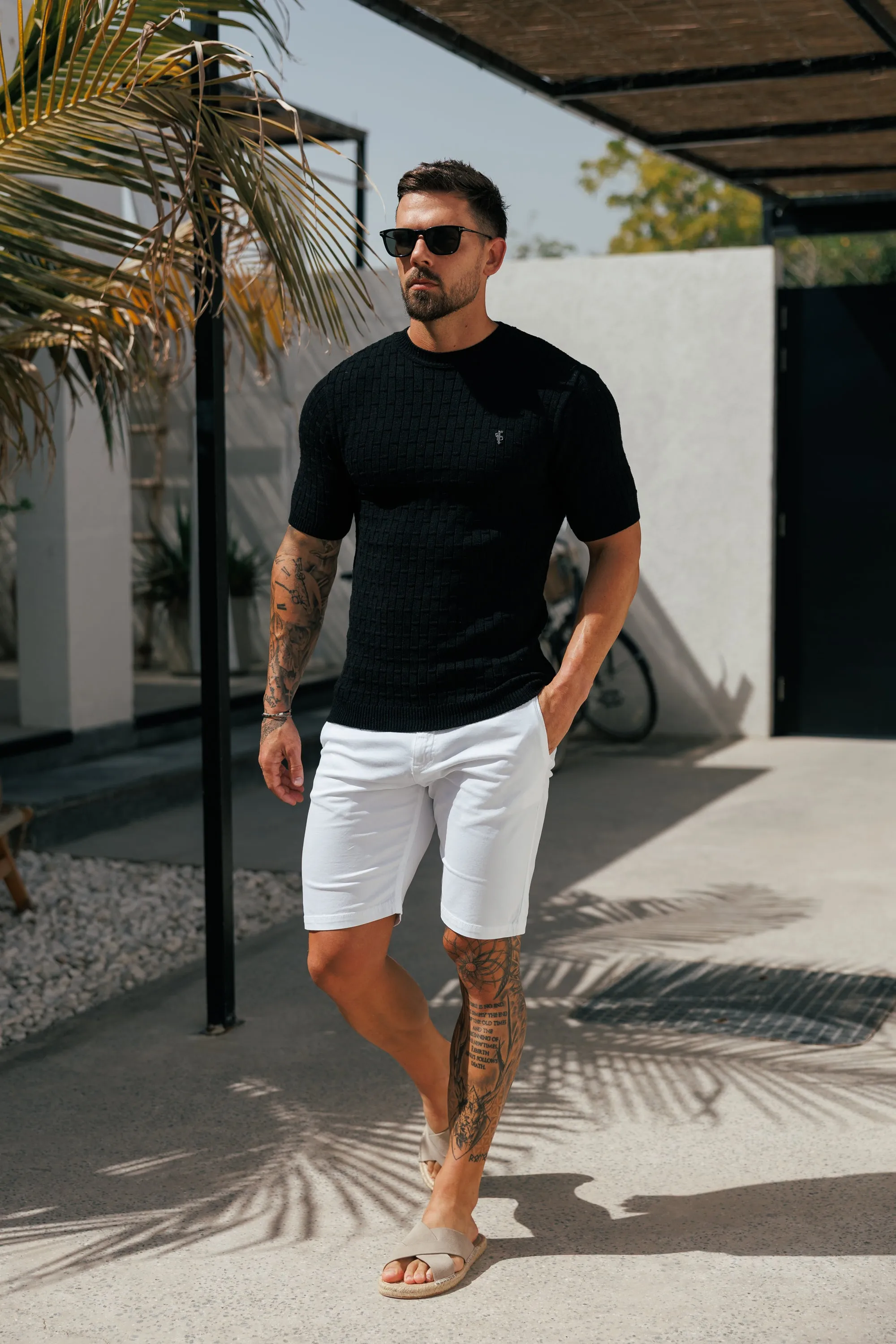 Black Viscose Knitted Short Sleeve T-Shirt - FSJ162 sold by Father Sons product image thumbnail 3