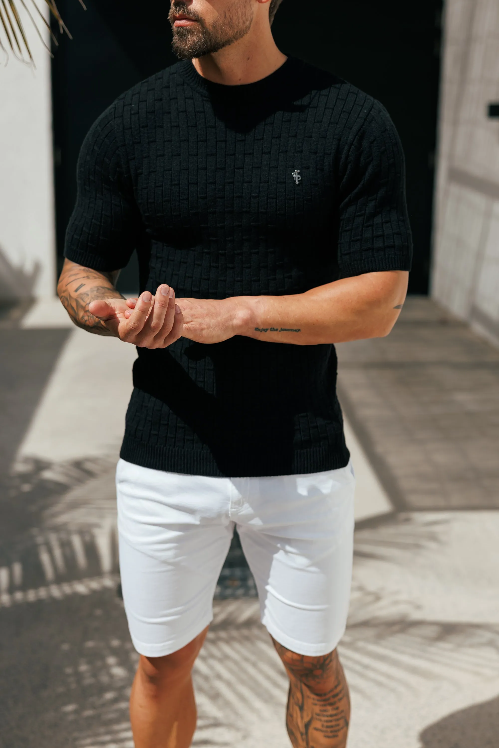 Black Viscose Knitted Short Sleeve T-Shirt - FSJ162 sold by Father Sons product image thumbnail 2