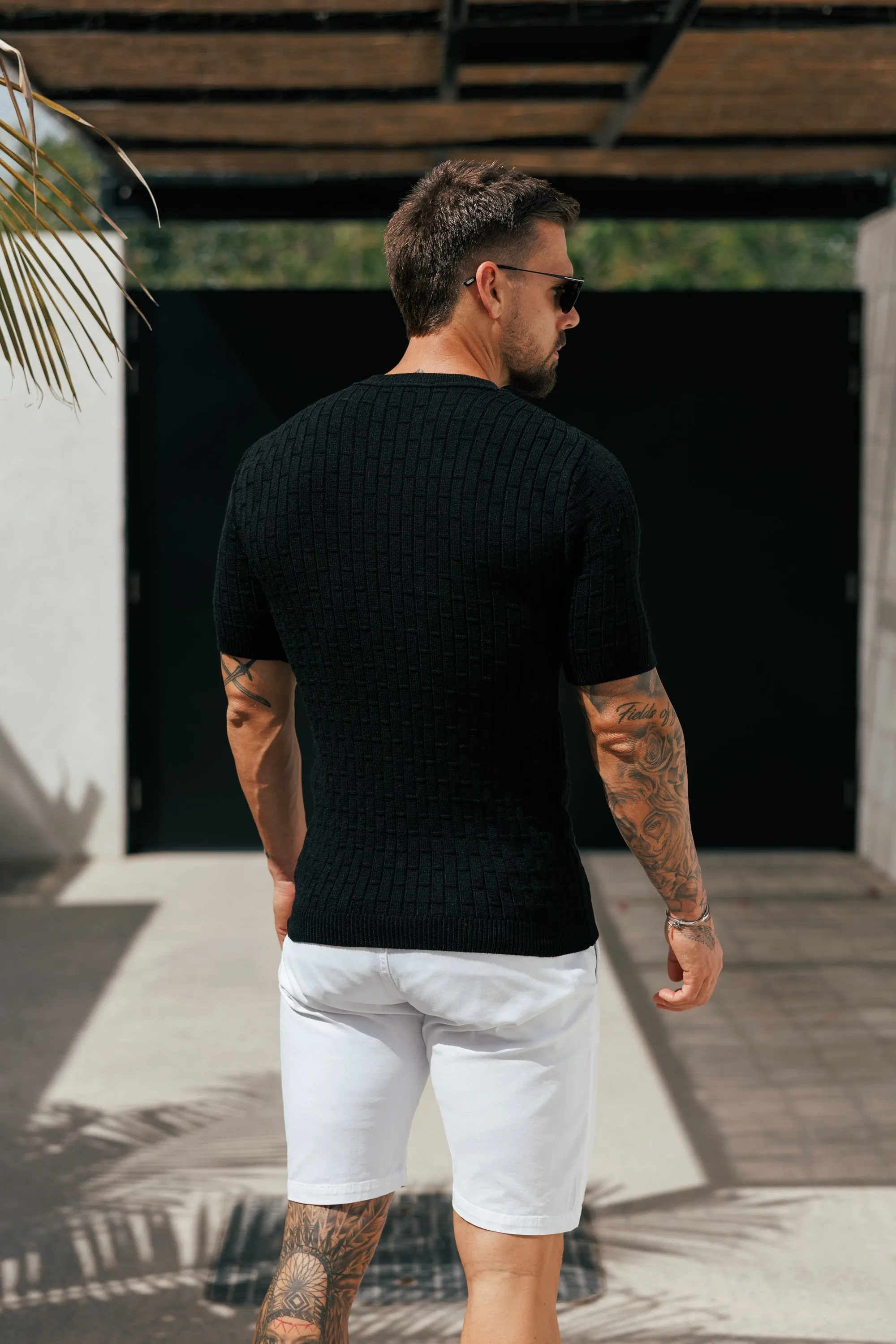 Black Viscose Knitted Short Sleeve T-Shirt - FSJ162 sold by Father Sons product image thumbnail 4