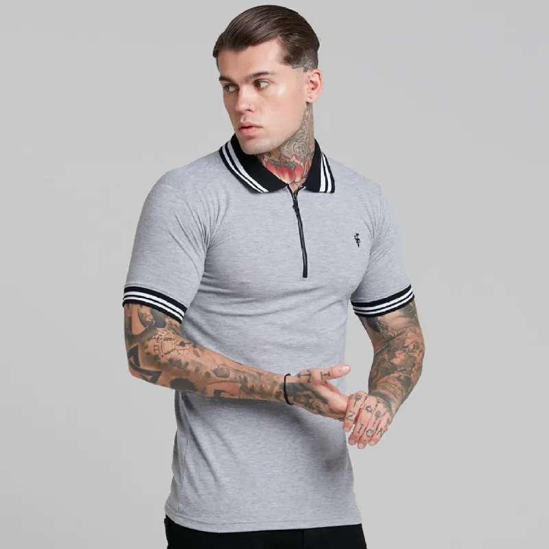 Classic Grey Contrast Collar Polo Shirt - FSH237 sold by Father Sons