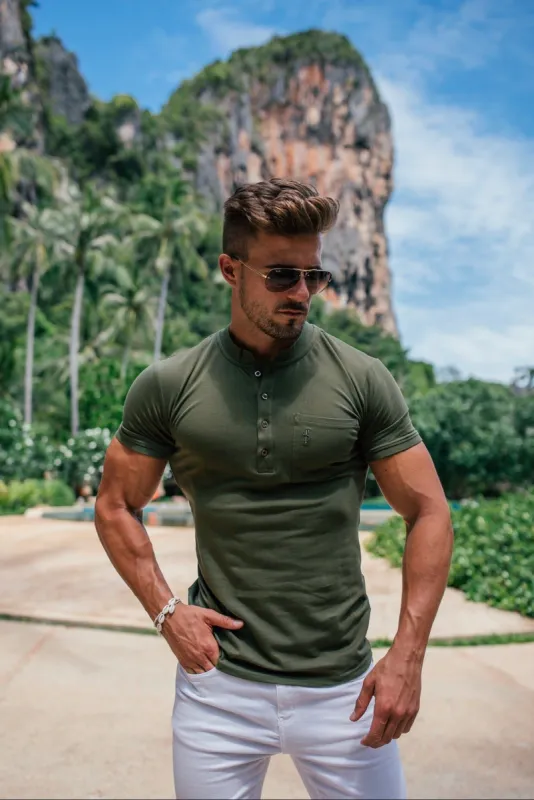 Classic Khaki Grandad Polo Shirt - FSH294 sold by Father Sons