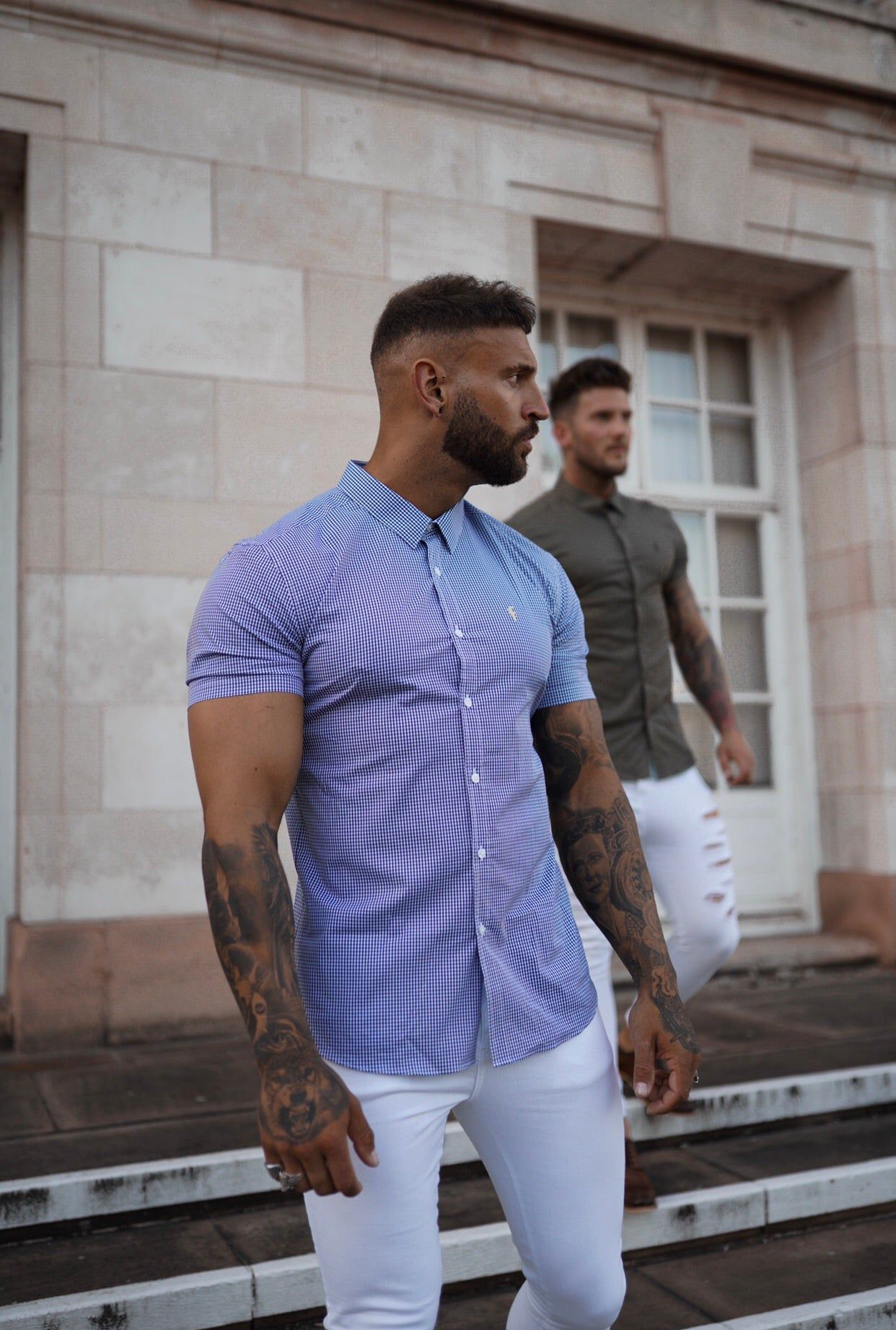 Father Sons Super Slim Stretch Gingham Short Sleeve (Yellow Emblem) - FS576 sold by Father Sons product image thumbnail 5