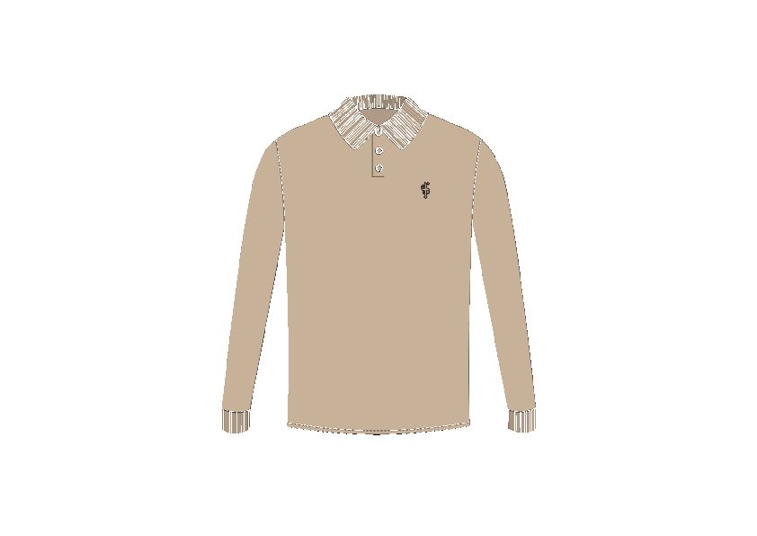 Classic Beige Tonal Polo Long Sleeve Shirt - FSH862 sold by Father Sons