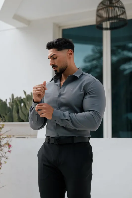 Father Sons Super Slim Scuba Gunmetal Long Sleeve Stretch - FS1033 sold by Father Sons