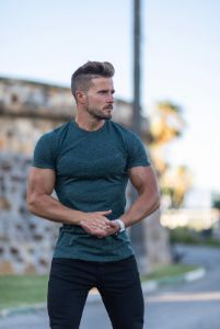 Father Sons Short sleeve Khaki crew gym top - FSM031 sold by Father Sons