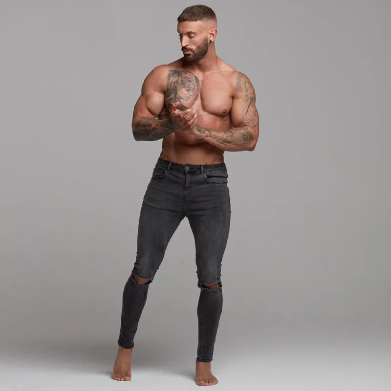 Father Sons Stretch Washed Black Ripped Tapered Ankle Skinny Jeans - FSH227 sold by Father Sons