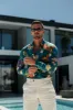 Super Slim Stretch LS Green Vibrant Floral Print Button Down Collar - FS1105 sold by Father Sons
