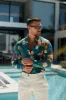 Super Slim Stretch LS Green Vibrant Floral Print Button Down Collar - FS1105 sold by Father Sons