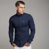 Father Sons Super Slim Stretch Classic Navy Panel Shirt (Pink embroidery) - FS321 sold by Father Sons