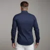 Father Sons Super Slim Stretch Classic Navy Panel Shirt (Pink embroidery) - FS321 sold by Father Sons