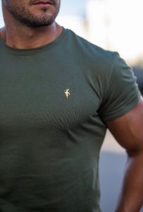 Father Sons Classic Khaki Crew with Gold Metal Emblem Decal FSH449 sold by Father Sons
