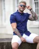 Father Sons Super Slim Stretch Navy Denim Short Sleeve with Button Down Collar and Metal Buttons and Emblem - FS761 sold by Father Sons