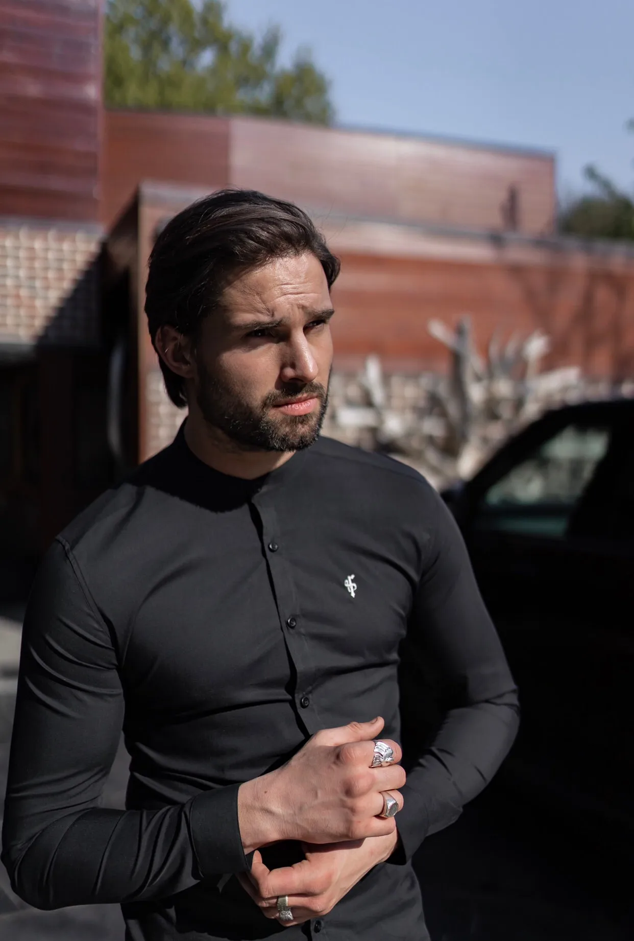 Father Sons Super Slim Stretch Classic Black Grandad Collar - FS171 sold by Father Sons product image thumbnail 5